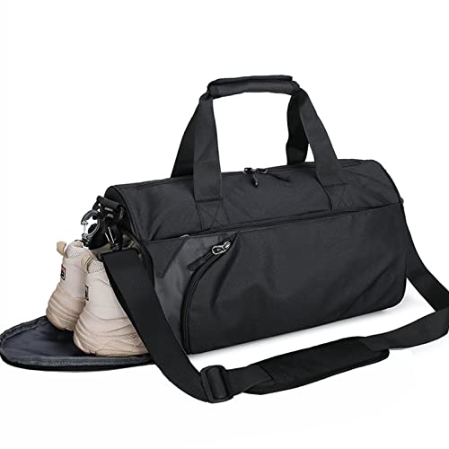 Sac de Sport Homme Femme Sac de Voyage avec Compartiment Chaussures et Poche Humide 40L Grande Capacité Sac Weekend Sac à Main pour Gym Fitness Natation Pliable Léger Imperméables Duffel Bag, Noir Cover