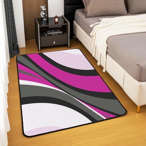 Tapis rayures de texture géométrique abstraite 3D flanelle moderne 100x150 - 3