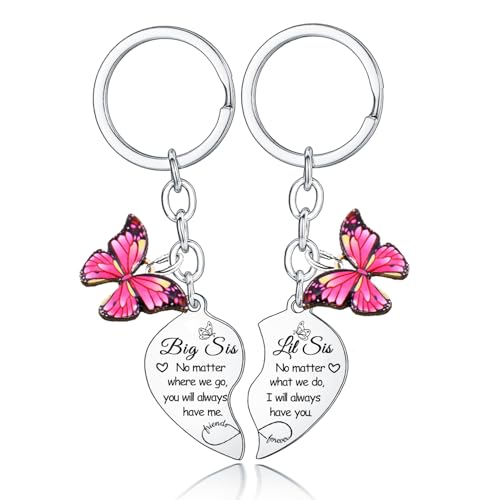 2PCs Big Sister Little Sister Keychain Set No Matter What