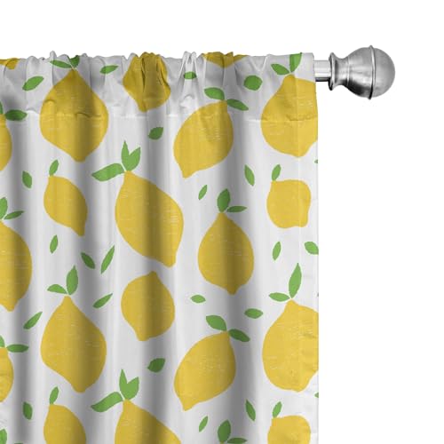 Ambesonne Lemons Window Curtains, Continuous Modern Summer Themed Tasty Citrus