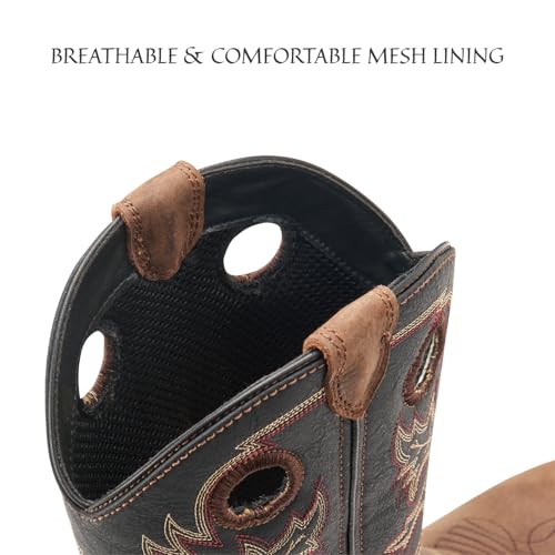 Image of SUREWAY Western Boots For Men - Mens Square Toe Cowboy Boot, Oil /Slip Resistant, Durable Fashionable Classic Pull on 10 Inch Mid-Calf Wellington Boots
