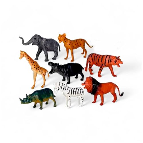 Image of SHAKTISM Animal Toy Set, 8 Pieces Wild Jungle Animal Figures, Educational Plastic Toys for Boys & Girls, 3+ Years