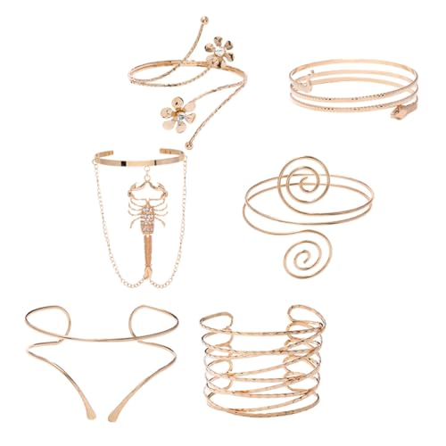 TOYANDONA 6 piezas Brazaletes Ajustables de Brazo Superior Pulseras Abiertas con Diseño Geométrico de Escorpión Metálico Vintage Accesorios de Moda para Mujer