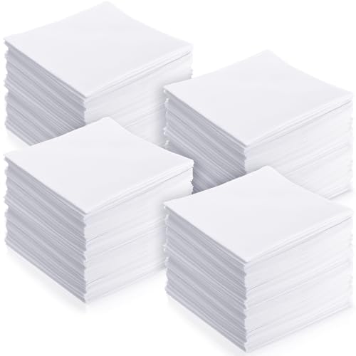 Image of Leinuosen 100 Pcs White Handkerchiefs for Men, 8.3 inch Cotton Hankie Bulk Set, Classic Pocket Square for Wedding, DIY Embroidery