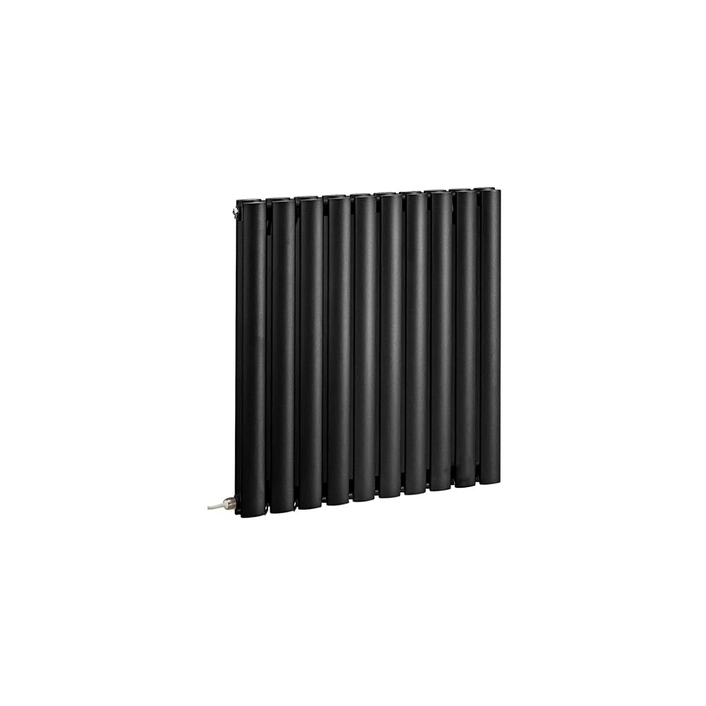 Milano Black Aruba 800W Horizontal Double Oval Panel Electric Radiator - 635Mm X 590Mm