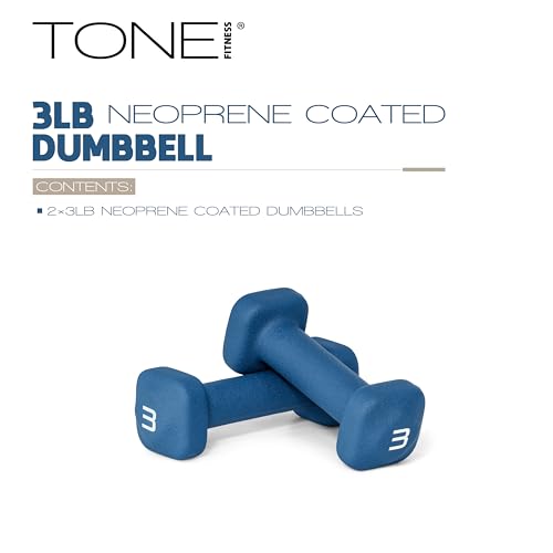 Tone Fitness Neoprene Dumbbell Weight Pairs with Anti-Roll Square Head | Multiple Options