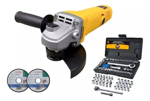 Lixadeira Esmerilhadeira Angular 115mm 700w Com Disco e Kit Soquete 40 Peças (220, Volts)