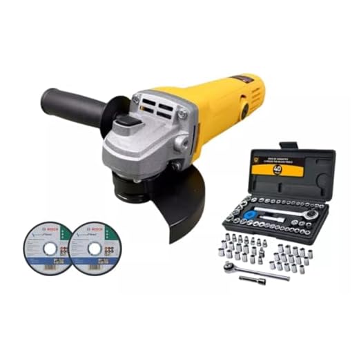 Lixadeira Esmerilhadeira Angular 115mm 700w Com Disco e Kit Soquete 40 Peças (220, Volts)