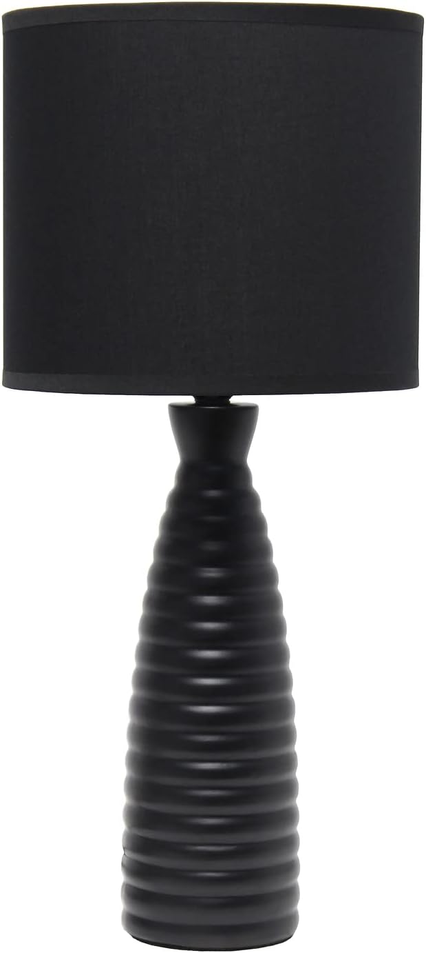 Simple Designs Simple Designs LT2076-BLK Alsace Ceramic Ribbed Bottle Table Lamp, Black