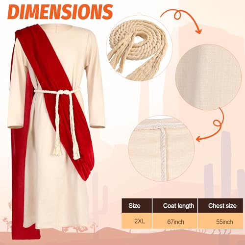Haull Jesus Biblical Costume Adult Men Robe Costume Includes Scarf Waist Rope