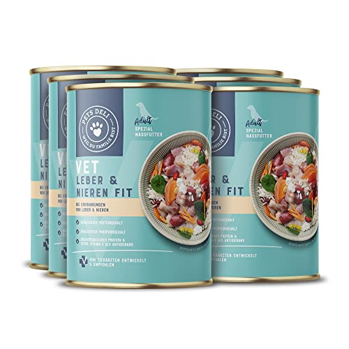 Pets Deli Leber & Nieren Diät Nassfutter für Hunde mit Huhn, Reis und Süßkartoffel ohne Zucker und Gluten 6 x 400g