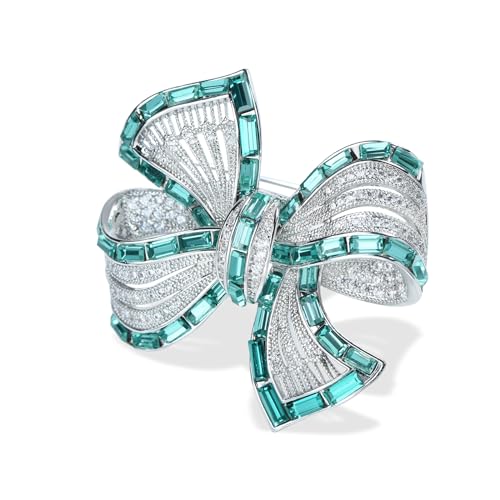 Image of Elegant Love Bow Brooch Micro Pave Cubic Zirconia Bowknot Wedding Bride Mother Brooch Pin Ribbon Shape Jewelry Brooch Breastpin