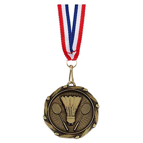 Trophies Plus Medals Gold Combo Badminton Target Medal with Red, White & Blue Ribbon 45mm (1 3/4") FREE ENGRAVING 20 LETTERS