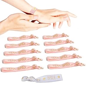 Frepea 11 Stücke JGA Armbänder im Set Braut Armbänder für Junggesellinnenabschied Deko 10 Team Bride + 1 Bride(Rosa)