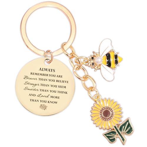 GiftoBi Sunflower Christian Keychain Inspirational Gifts - Motivational Bible Verse