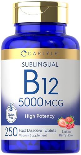 Carlyle B12 Vitamin 5000 mcg Sublingual | 250 Fast Dissolve Tablets