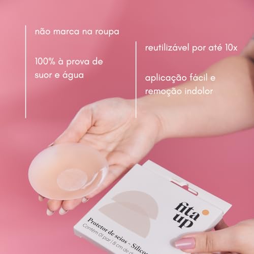 Protetor de Mamilo de Silicone de 12 cm Para Seios Não Marca na Roupa Ultra-fino Fita Up (Creme)
