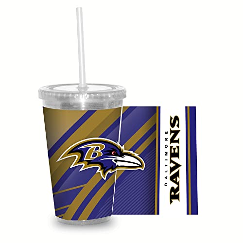 Image of Rico Industries NFL Football 16oz Clear Tumbler W /Straw for NFL Fans