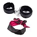 Satin Blindfold Handcuffs Eye Mask Costume Sleeping Masks for Valentine's Day (Black1)