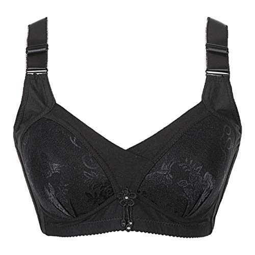 Fanteecy Front Closure Bras, Plus Size Full Coverage Ealstic Push Up Everyday Bras Wirefree Yoga Bras for Women Black
