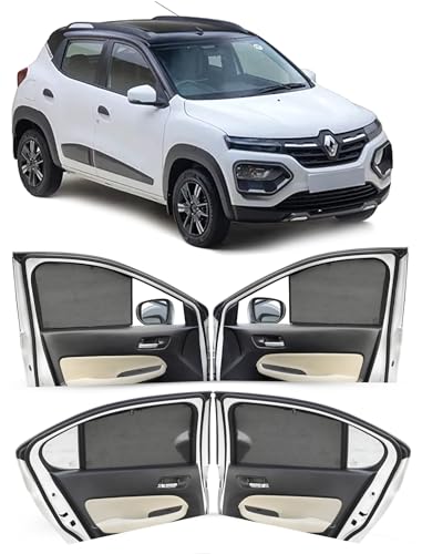 Image of Autofact Car Sunshades for Renault Kwid, UV Protection, Useful Car Accessories, Custom fit Sun Shades for Side Windows, Set of 4