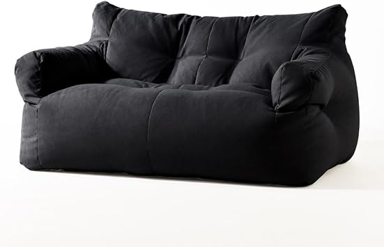 SXBCyan Bean Bag Chair Double Sofa Lazy Sofa Leisure Bedroom Living Room Living Balcony Modern SimpleNo FillersColorBlack