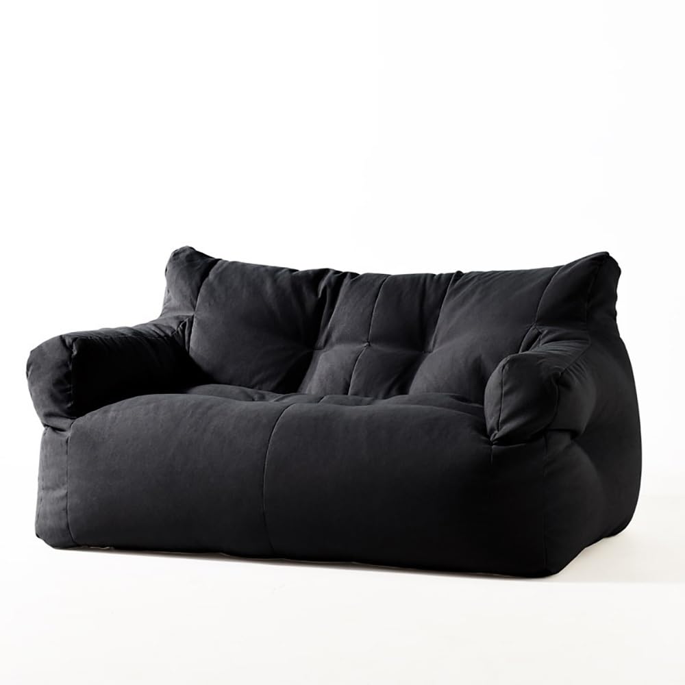 SXBCyan Bean Bag Chair Double Sofa Lazy Sofa Leisure Bedroom Living Room Living Balcony Modern Simple(No Fillers)(Color:Black)