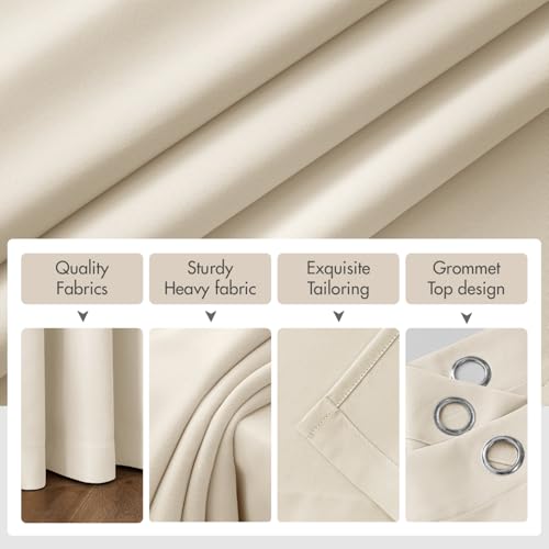 Image of MIULEE Birch Blackout Bedroom Curtains Drapes 96 Inch Long 52 inchx96 inch | Grommet Top, Room Darkening Window Drapes, Privacy Protection, Thermal Insulated, Heat Blocking, Light Blocking