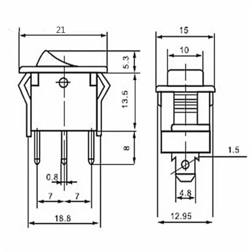 Interrupteur à bascule KCd1 auto-réinitialisation bouton type navire 10A 5pcs - 3
