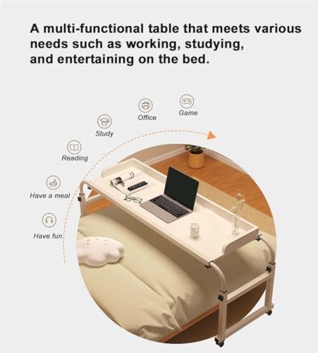 Table de lit avec roulettes à 360° réglable et mobile pour ordinateur