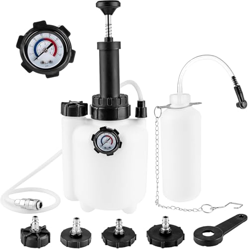 MoEnergy 3L Manual Brake Bleeder Kit, One Person Brake Bleed Vacuum Pump with 1L Brake Fluid Bleed Bottle and 4 Master Cylinder Adapters, Suitable for Most Vehicles