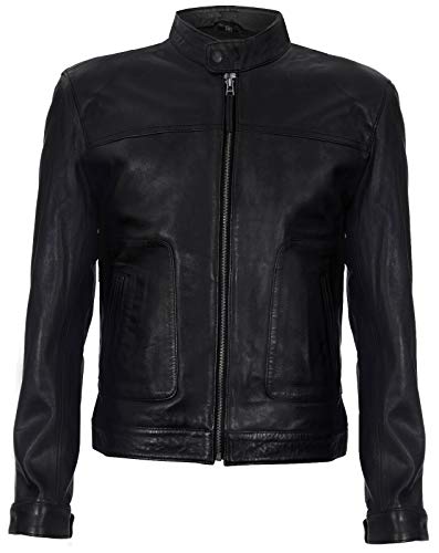 Infinity Leather Cuello Clásico de Piel Genuina Negra para Hombres XS Cover