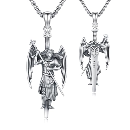 Bijoux homme Archange Michael en argent 925, pendentif et amulette religieuse chrétienne