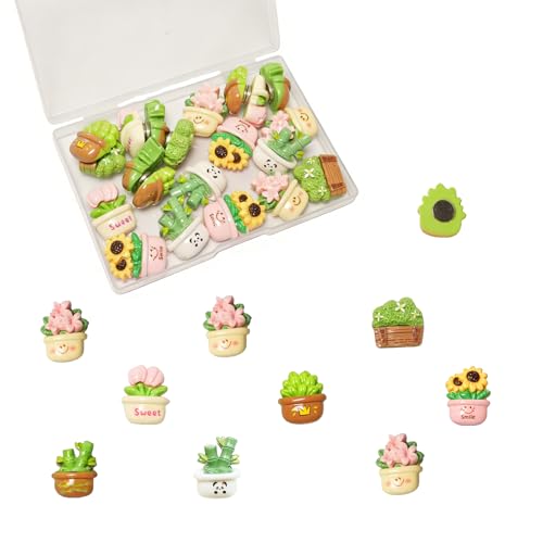 21 imanes decorativos con diseño planta para refrigerador