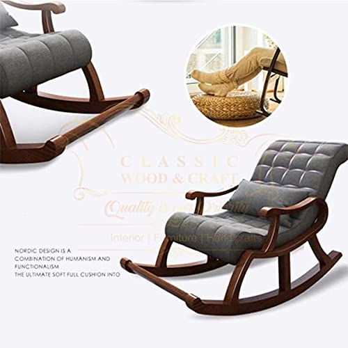 Image of CLASSIC WOOD & CRAFT Wooden Rocking Chair with Sheesham Wood, Rolling and Easy Seating (Model-OW-19)