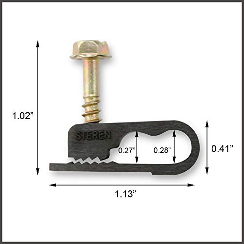 Steren Coaxial Cable Clips - Cable Holder - Wire Clips - Siding Clips For Hanging - Cord Holder For Desk - Cable Clamps - Cord Clip - Wire Organizer Clips - Tv Mount Screws - Black - 100 Pack #TOP4