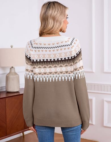 Image of Women's Vintage Fair Isle Pullover Sweater Lightweight Knit Tops