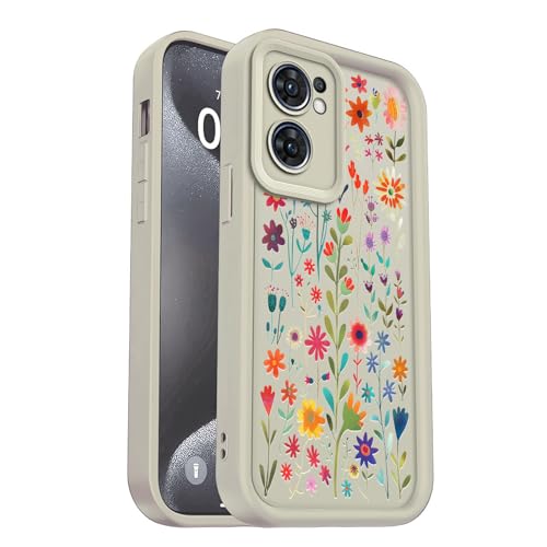 PanXCase Funda para OPPO Find X5 Lite/Reno 7 - Carcasa Silicona Delgada Suave Ligera Elegante Diseño, Protección Cámara Antichoque Antiarañazos Cover (White,Flowers)