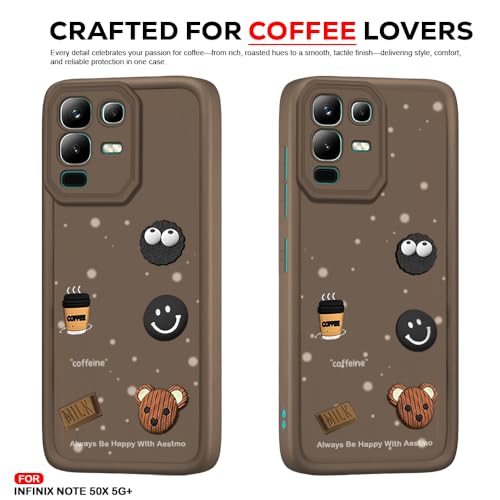 Image of AESTMO Back Case Cover for Infinix Note 50X 5G+ Cover | Cute Fun Cartoon 3D Ball | Coffee Silicone Case | Full Body Protection | Camera Protection Back Cover for Infinix Note 50X 5G+ (Brown)