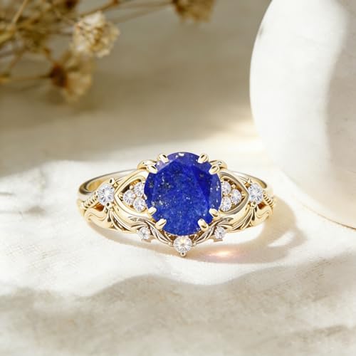 Image of Gemstone Vintage Rings for Women s925 Sterling Silver Round Cut 1.0 Carat Gemstone with Moissanite Promise Engagement Anniversary Ring for Her