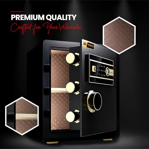 Image of Gross Capacity - 43L (Net - 38L), MIORAH Digital Fingerprint & Password Safe Locker for Home Jewellery | Fingerprint & Password Safety Locker for Home | Electronic Steel Locker Box for Valuables