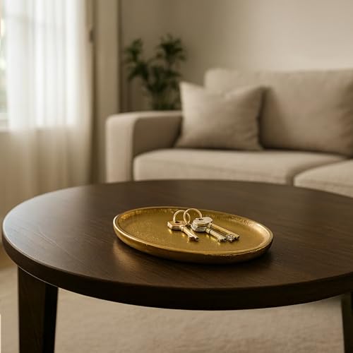 Image of MARKET 99 Golden Aluminium Serving Tray | Glossy Designer Raw Tray for Home Decor, Dining Table, Kitchen, Living Room & Centrepiece Styling | Multipurpose Decorative Platter for Festive & Gift Use