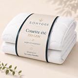 SOHYGGE Couette Été 220x240 cm 150 GSM – Couette Légère et Fine Respirante, Microfibre Douce, Confort Moelleux, Idéale pour Nuits d’Été (240 x 220 CM)