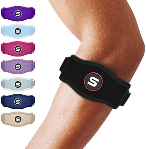 Sleeve Stars Tennis Elbow Support Strap for Women & Men, Golf Elbow Brace Support, Epicondylitis Clasp Counterforce Arm Band for Tendonitis Pain & Relief, Forearm Band w/ 3 Straps Length, Fits 9-23"