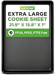 NutriChef Full Size Cookie Sheet - Nonstick Carbon Steel Extra Large Baking Tray for Easy Food Release, Durable and Reliable Kitchen Essential