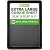 NutriChef Nonstick XL Cookie Sheet Baking Pan - Extra Large 22 Inch x 16 Inch with Raised Edges, Thick Carbon Steel Oven Baking Sheet for Jelly Rolls, Cookies, Cakes, Pastries - Black