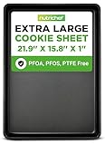 Nutrichef Nonstick Xl Cookie Sheet Baking Pan - Extra Large 22 Inch X 16 Inch With Raised Edges, Thick Carbon Steel Oven Baking Sheet For Jelly Rolls, Cookies, Cakes, & Pastries - Black