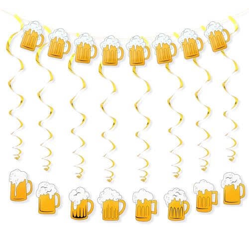 Happy Birthday Party Backdrops Cloth Photography Backgrounds Beer Birthday Banner Sign in Yard Decoration Supplies for Men Women Photo Booth Props Gold 34 Pack