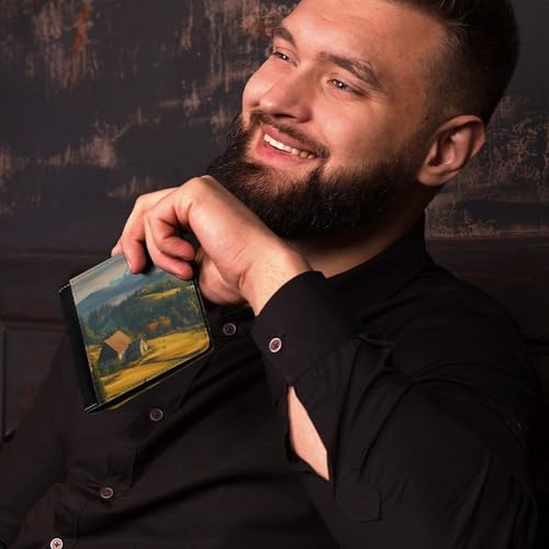 Carpathian Mountains Ukraine Bifold Wallet for Men Women PU Leather Slim Purse Pocket Wallet with Card Holder4