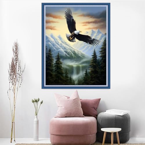 Image of Dooxvey Cross Stitch Kits for Adults Beginners,Full Range of Cross-Stitch Stamped Kits Needlepoint Kits for Beginners Embroidery Kits 11CT Cross Stitch Patterns-Eagle Flying 16x20 inch